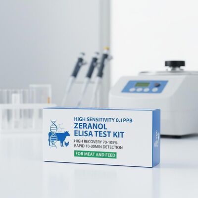 Độ nhạy cao 0.1ppb Zeranol ELISA Test Kit với khôi phục cao 70-105% và phát hiện nhanh 10-30 phút cho thịt và thức ăn chăn nuôi