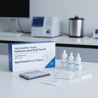 High Sensitivity 1.5ug/kg Florfenicol amine ELISA Test Kit with High Recovery 80-110% and Rapid Detection in 1.5 Hours